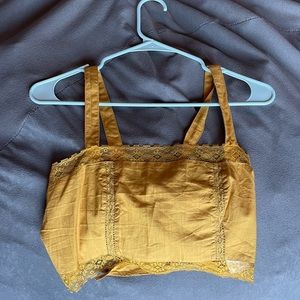 Urban Outfitters Cropped Yellow Tie-Back Tank Top